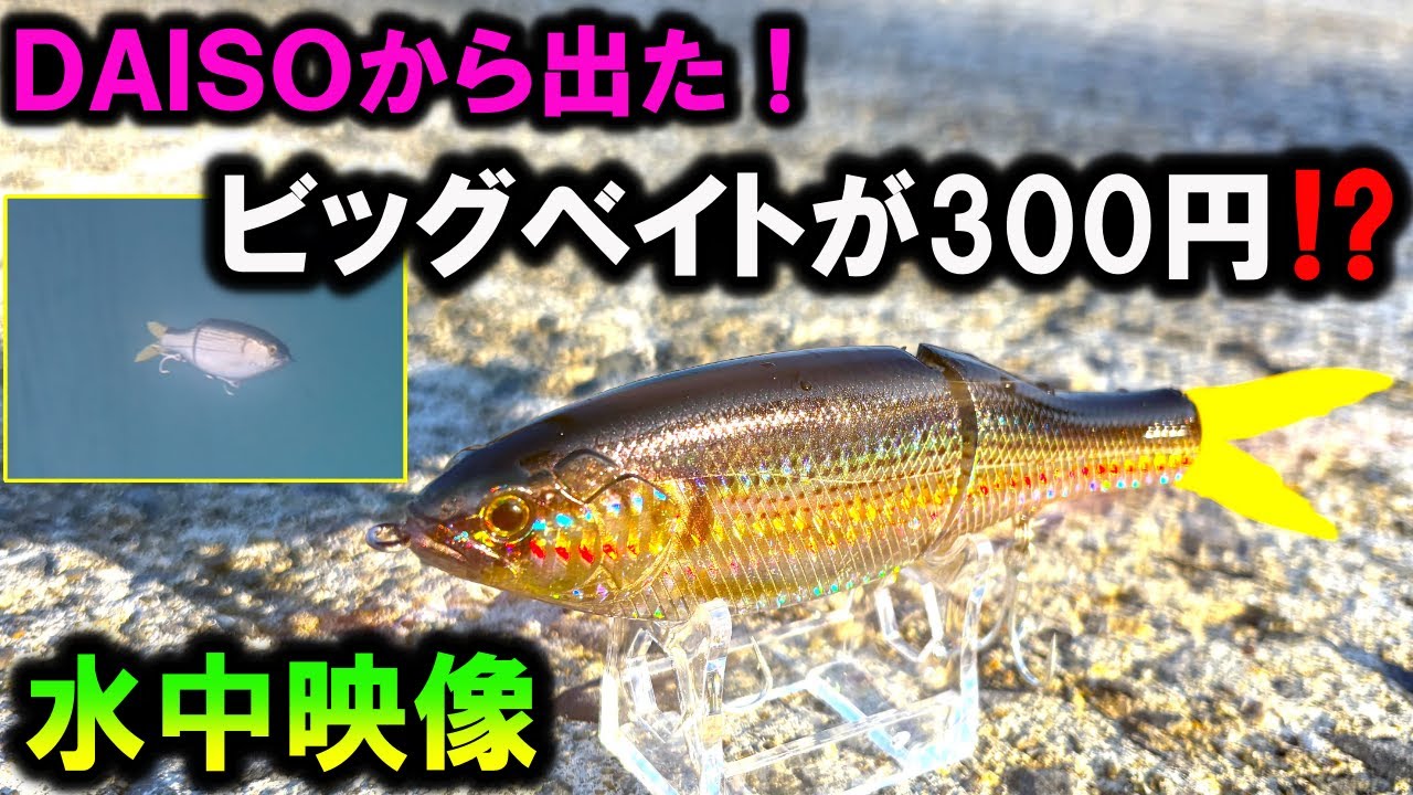 【水中映像】ダイソー ビッグベイトが凄い！シーバス・ブラックバスが対象魚のジョイントルアー ！ DAISO BIG  Bait