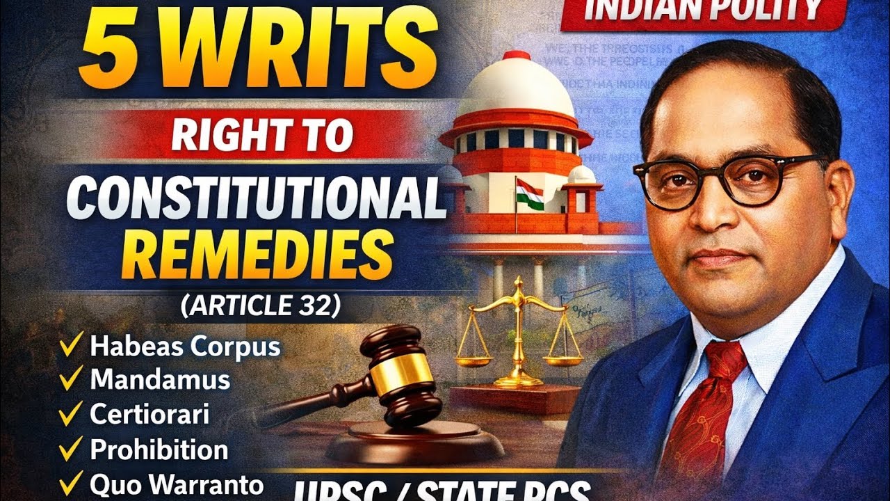 Writs under article 32 of Indian constitution-Right to constitutional remedies #upsc 