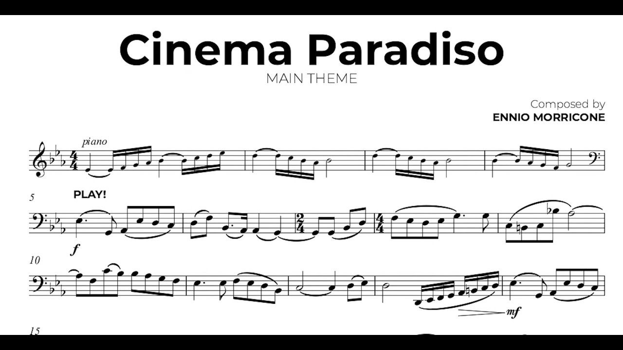 Cinema Paradiso - Main Theme - for solo TUBA (no metronome & tempos 👇)