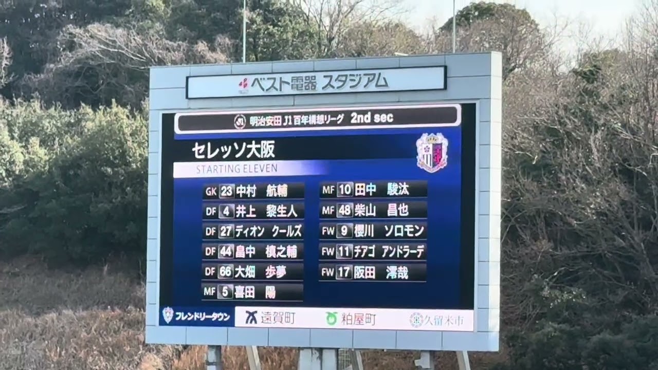 2026 明治安田J1百年構想リーグ第2節 アビスパ福岡vs C大阪 セレッソ大阪選手紹介 2026年2月15日 @ベスト電器スタジアム