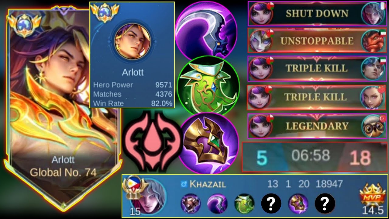 Global Arlott impossible epic Comeback hard carry Using the new Meta build!!(You must try it) | MLBB