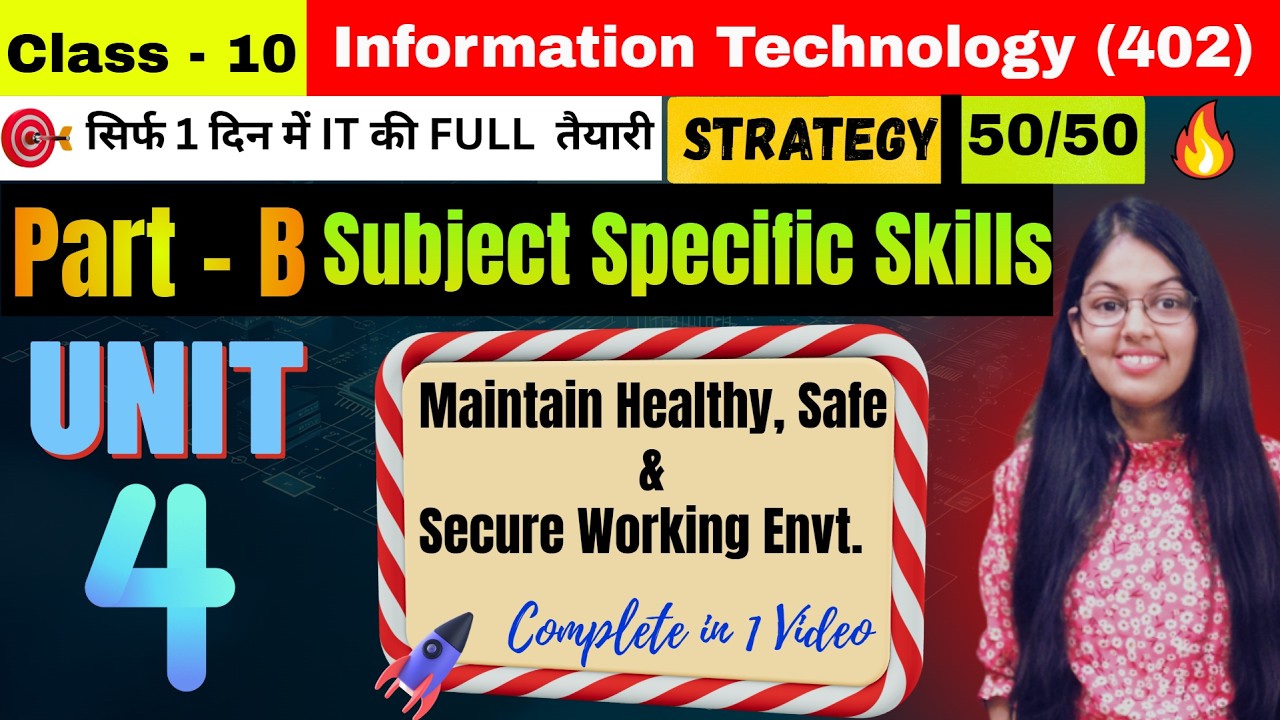Unit 4  Maintain Healthy, Safe and Secure Working Environment 1 Shot | CBSE Class 10 IT (402)