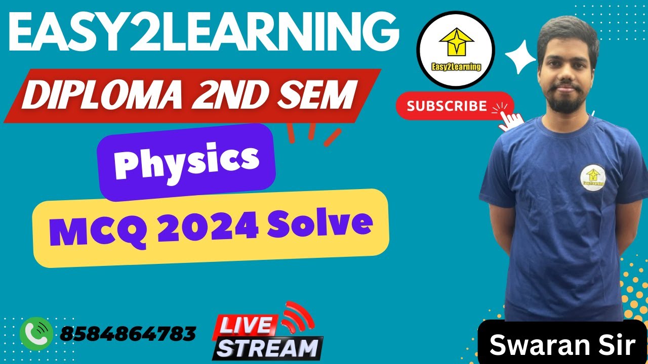 Diploma 2nd Sem Physics | MCQ 2024 Solve | By Swaran Sir/Easy2Learning
