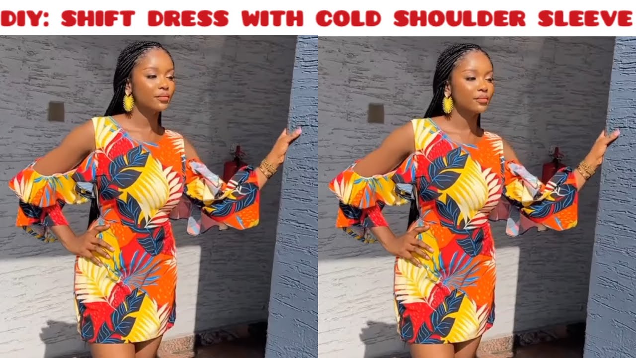 How to make a Simple DRESS with COLD SHOULDER SLEEVE / Shift dress