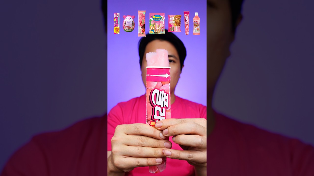 EATING RANDOM FOOD WITH PINK 🩷 PACKAGING #asmr #mukbang