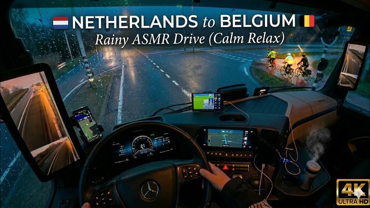 ASMR Rainy Morning Long Haul | Truck POV Netherlands to Belgium | 4K 🇳🇱🇧🇪🌧️