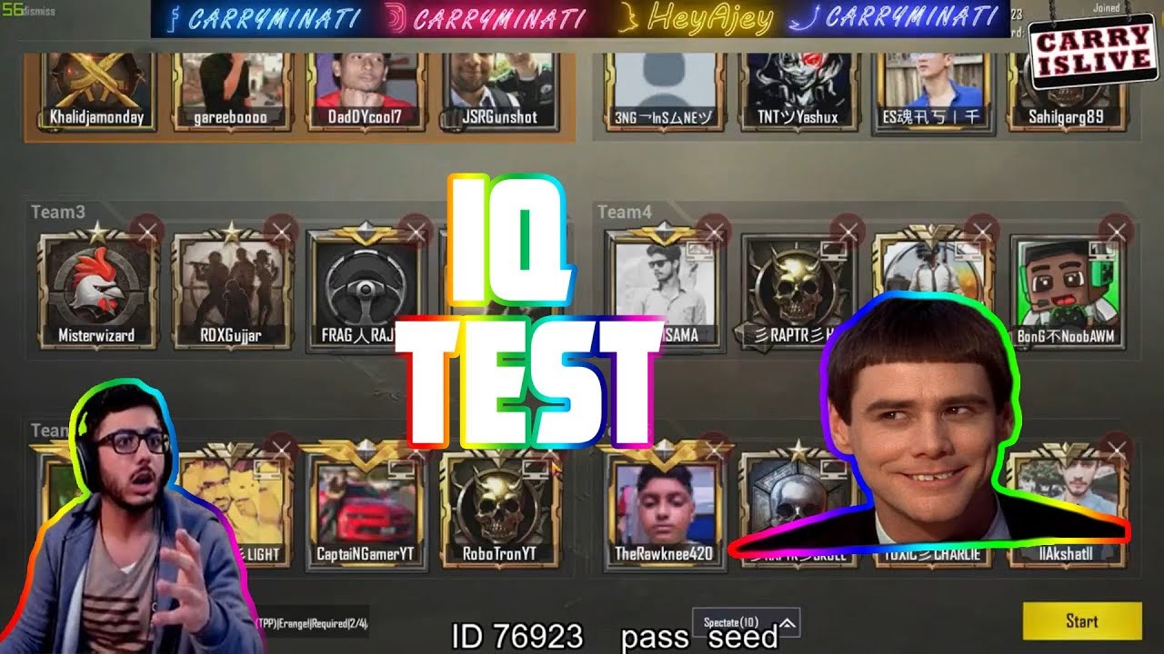 IQ TEST OF CARRYMINATI | PUBG MOBILE HIGHLIGHTS | #1