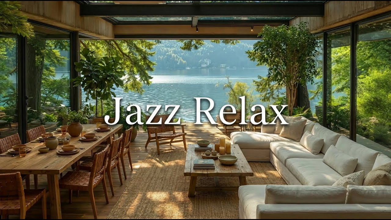 Manhã de Jazz Relaxante na Cabana para Energia Positiva | Jazz Suave à Beira do Lago para Relaxar