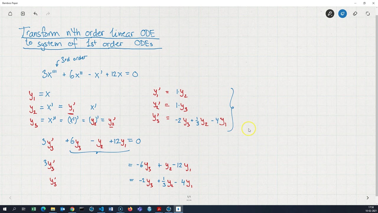 transform nth order ODE to system
