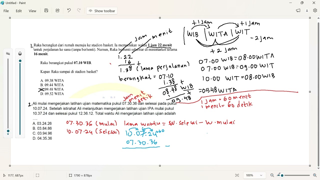 Menghitung jam, menit, detik dan perbedaan waktu WIB, WITA, WIT