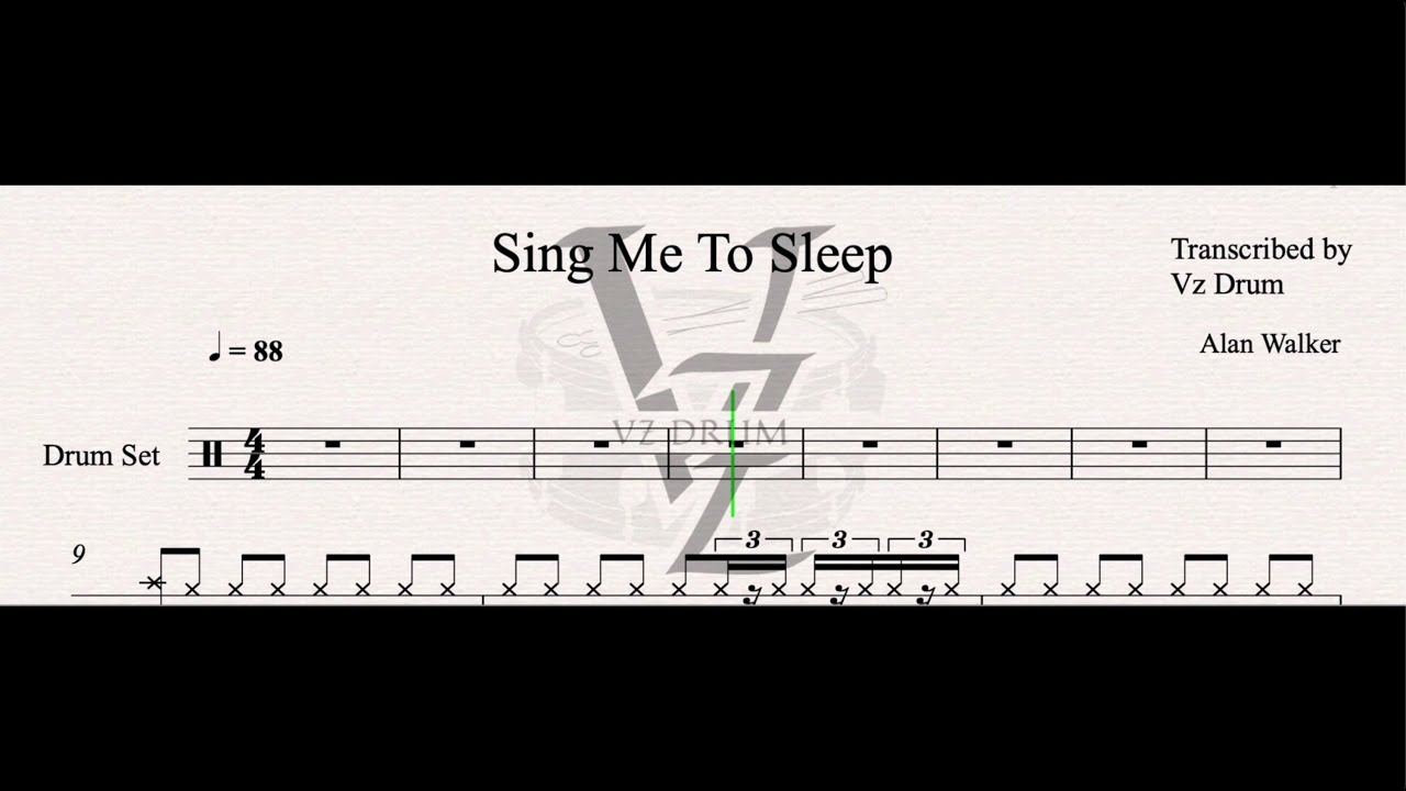 Alan Walker - Sing Me To Sleep Drum Score [ Drum Sheet Music Play Along ]