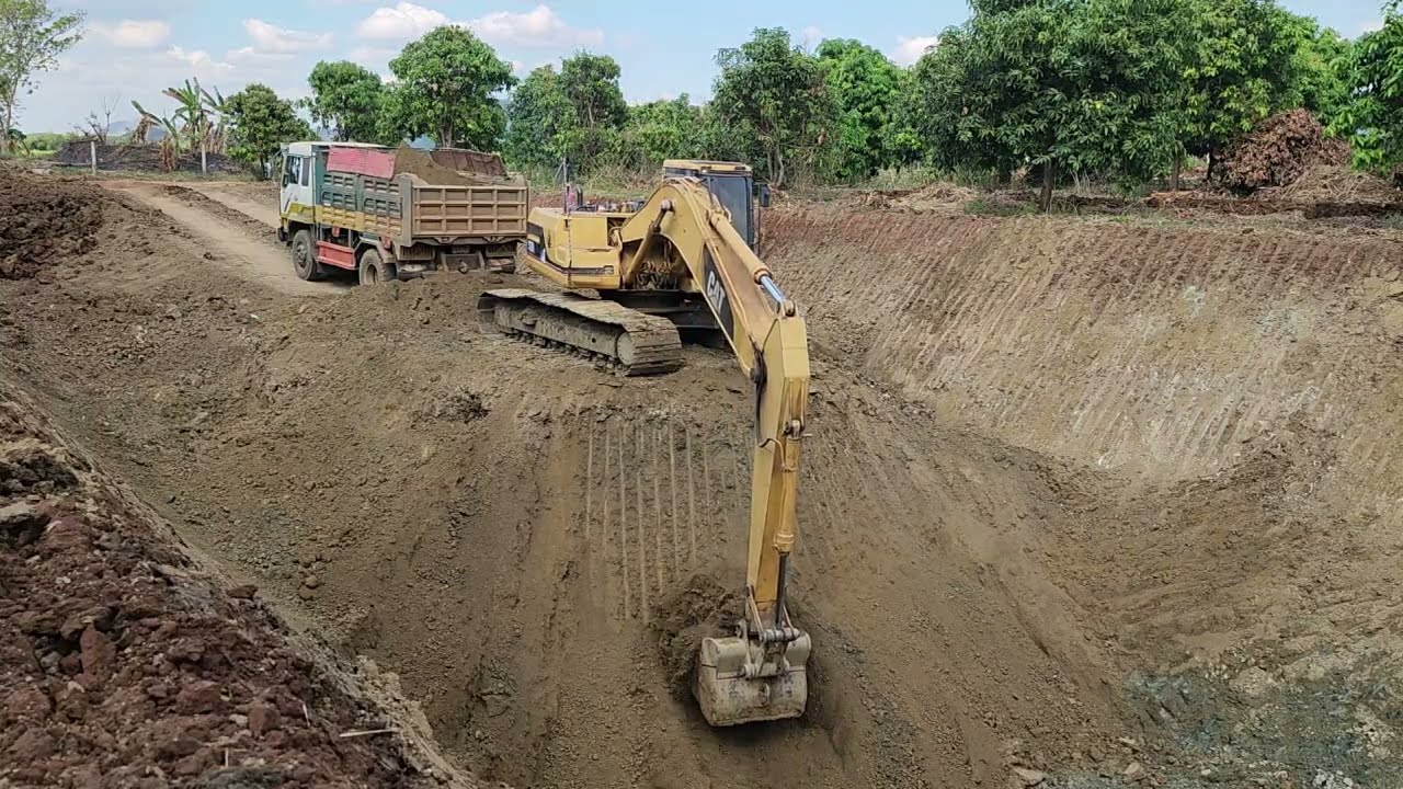 Powerful CAT Excavator Loading Dump Trucks | Construction Site #Day90