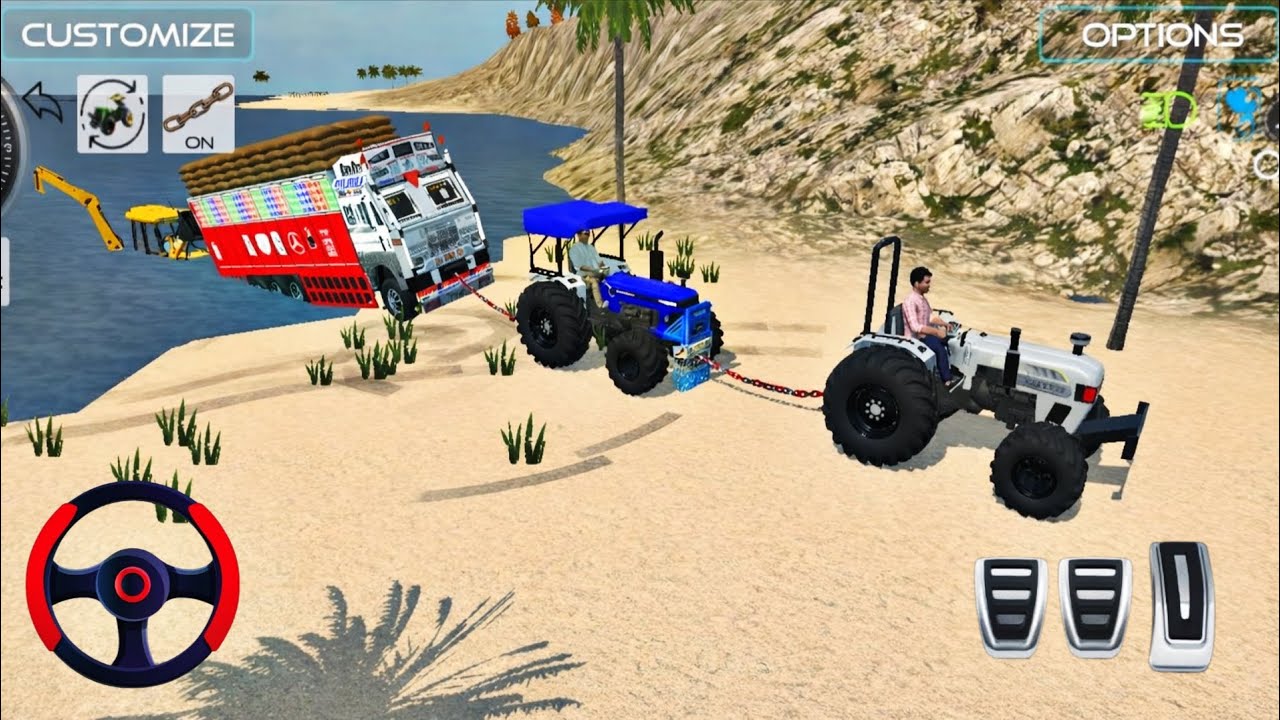 🚜 Truck Pani Mein Phas Gaya | 2 Tractor Powerful Rescue 😱 | Indian Vehicles Simulator 3D Game Play 