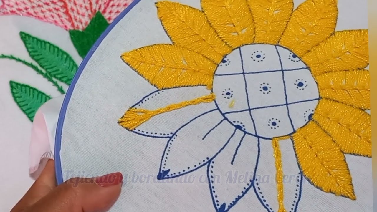 Flor  🌻 Girasol Bordado de Pétalos/Tejiendo y bordando con Melina Cerón