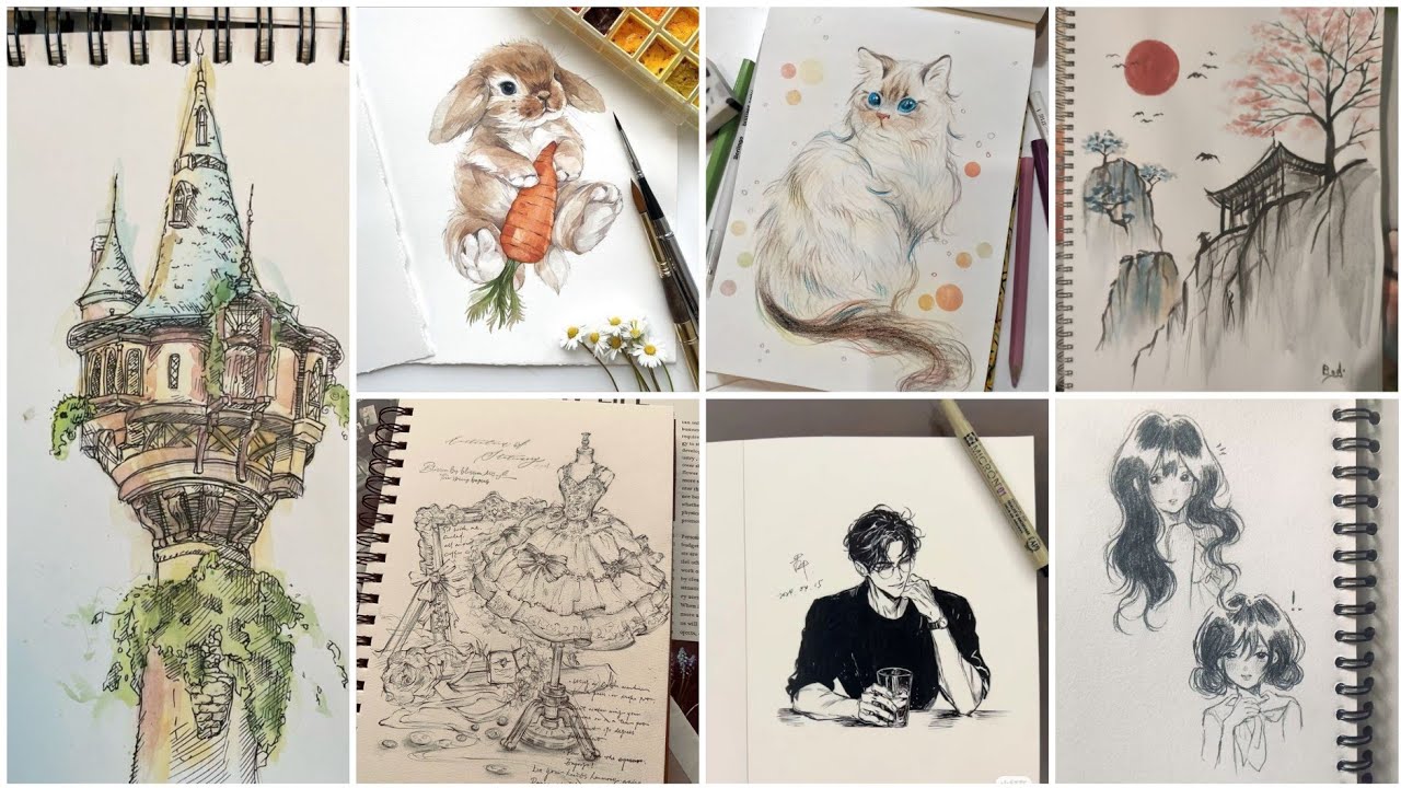 «Самый удачный эскиз, который вы увидите сегодня 🎨✨» «От чистого листа до шедевра 😍 | Простая иде...
