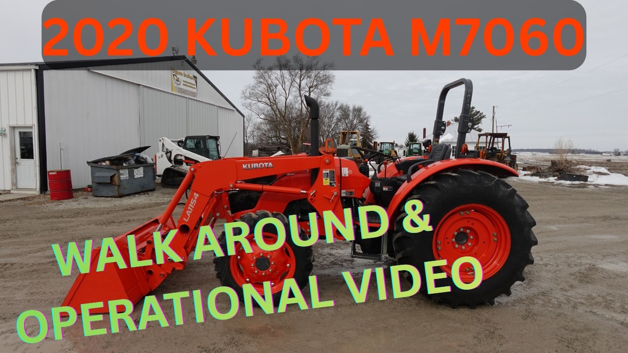 Видеообзор и демонстрация работы трактора Kubota M7060 2020 года выпуска. Цена: 36 900 долларов.