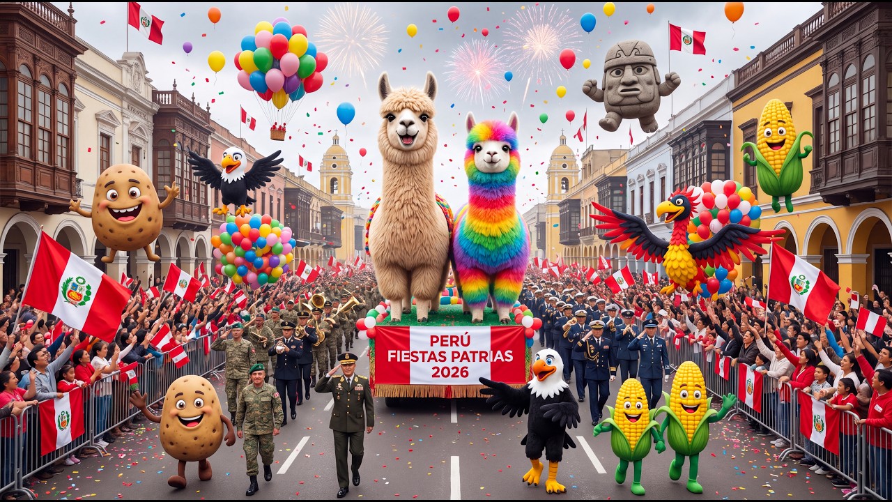 🇵🇪 Peru Fiestas Patrias 2026 | Funny Giant Monster Parade & Grand Military Independence Celebration