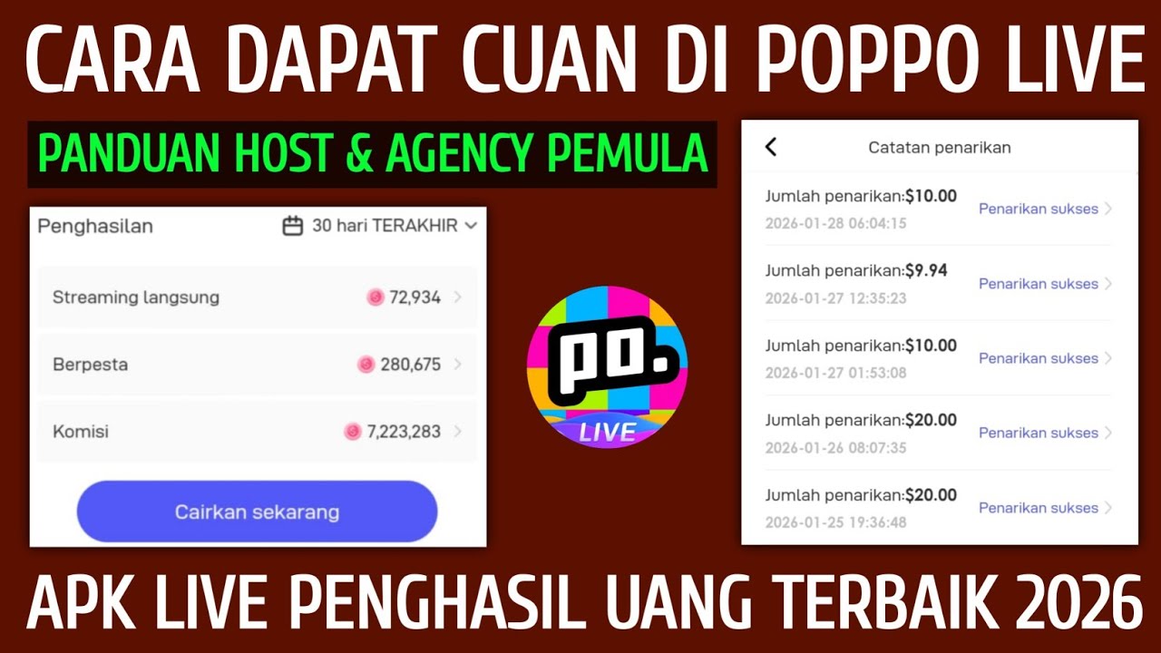 Cara Dapat Cuan Di Poppo Live || Panduan Host & Agency Pemula