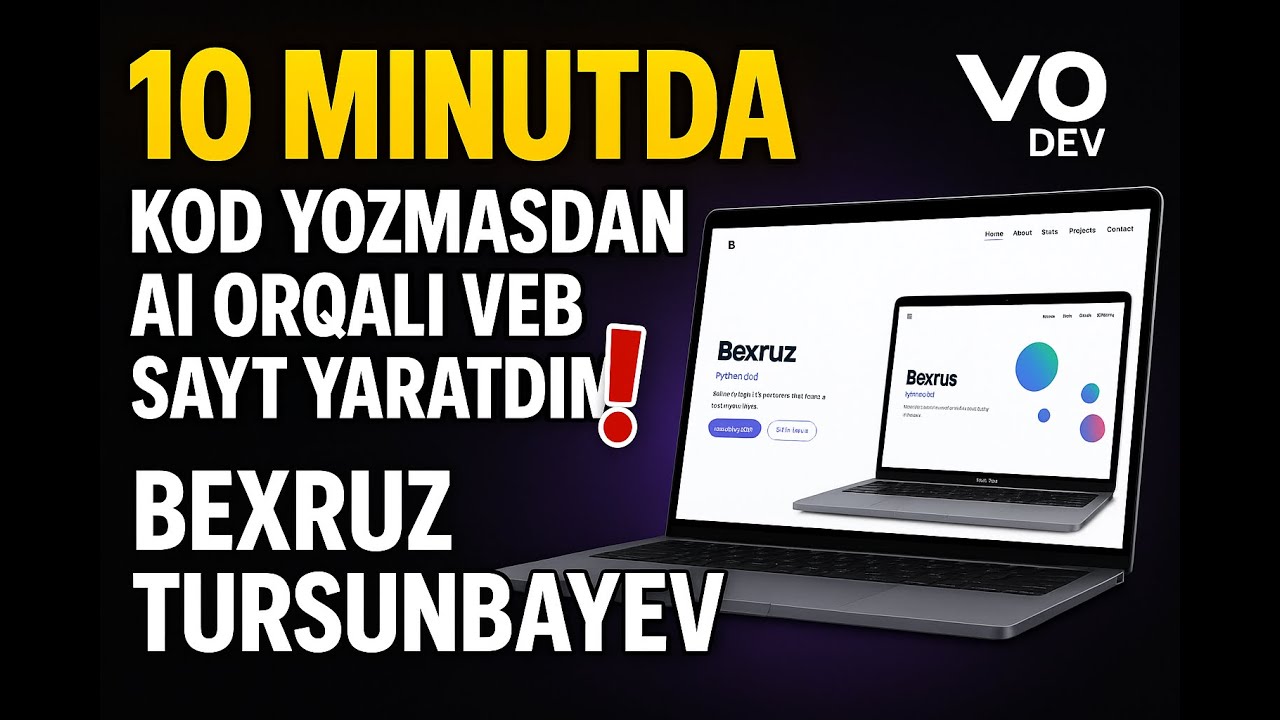 Suniy intelekt orqali 10 minutda portfolio verb sayt yaratdim | AI V0dev kodsiz verbsayt HTML/CSS