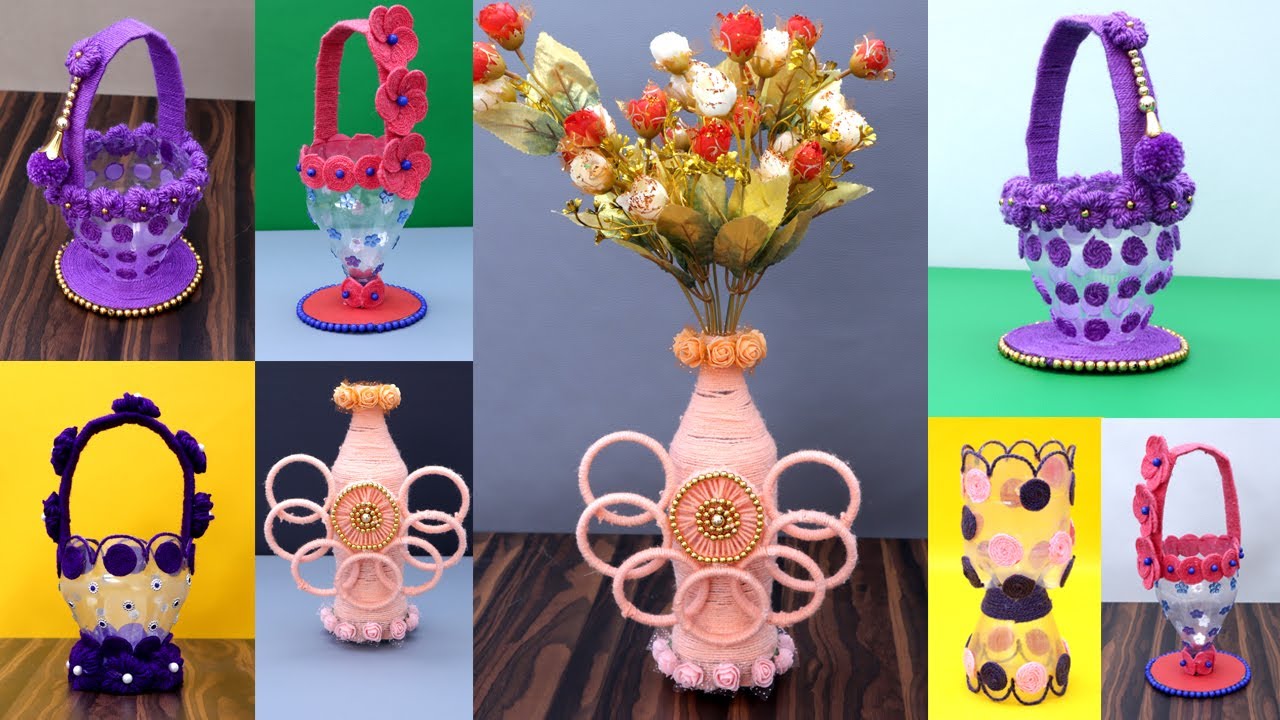 Plastic Bottle Flower Vase Craft - Plastic Bottle Craft Ideas - Home Decor Ideas