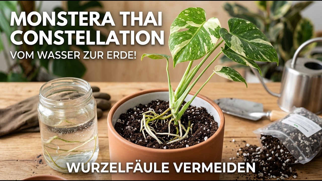 Monstera Thai Constellation Eintopfen🌱 Vom Wasser zur Erde – So vermeidet ihr Wurzelfäule!