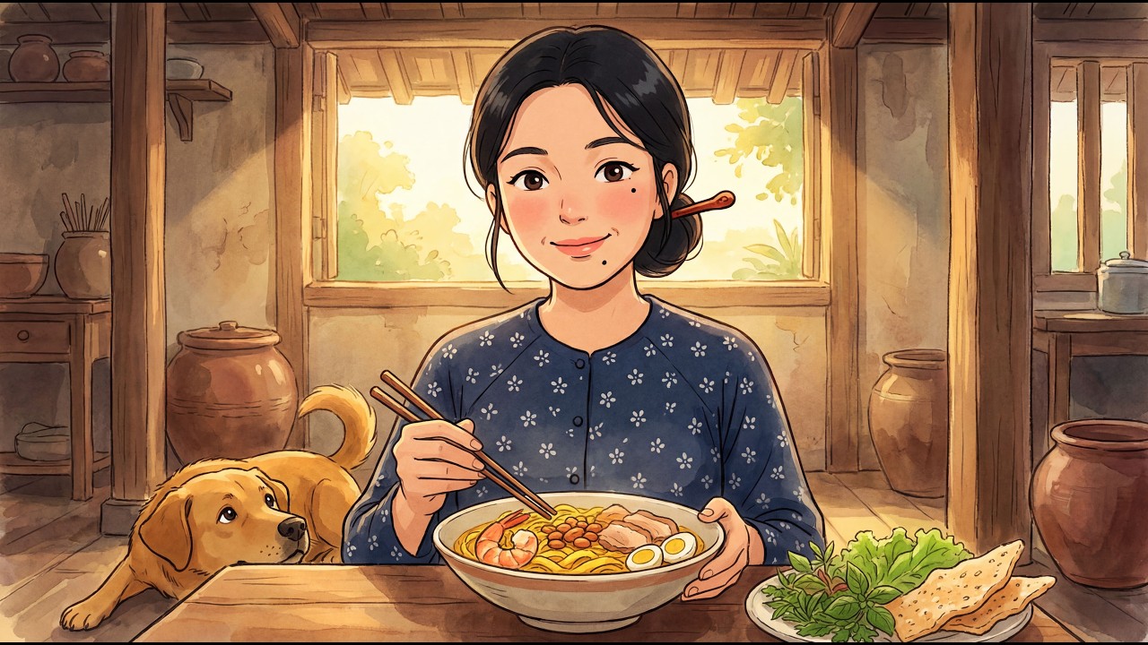 Cooking Mì Quảng from Scratch - Vietnamese Turmeric Noodles - Ghibli Style ASMR Cooking