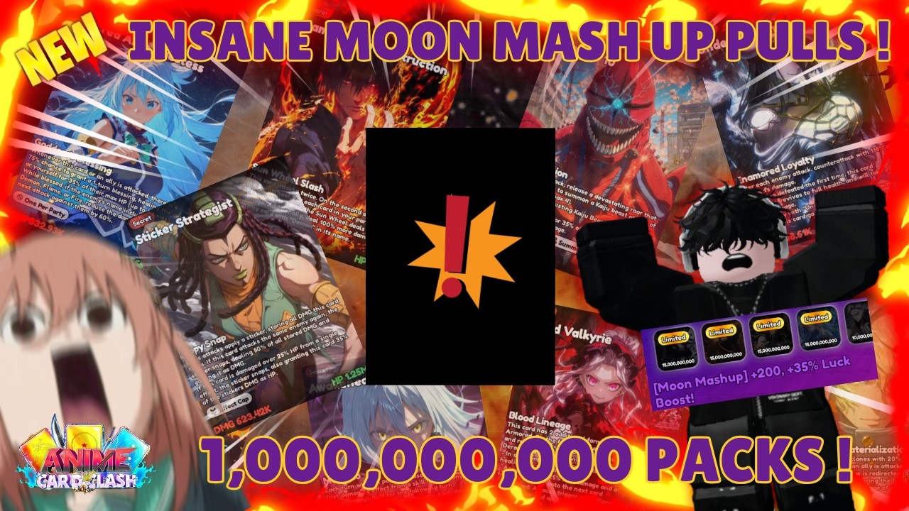 Opening 1 BILLION Packs for ALL Limited Cards in the Moon Mashup Event! (Anime Card Clash)