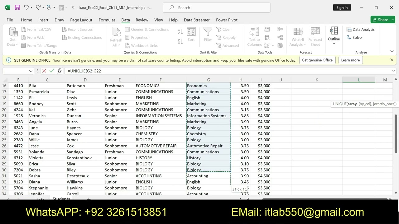 Exp22_Excel_Ch11_ML1_Internships | Exp22 Excel Ch11 ML1 Internships