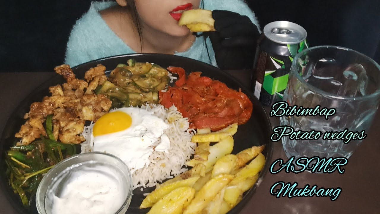 Bibimbap Mukbang|Korean Food|Potato wedges Asmr|Eating Show