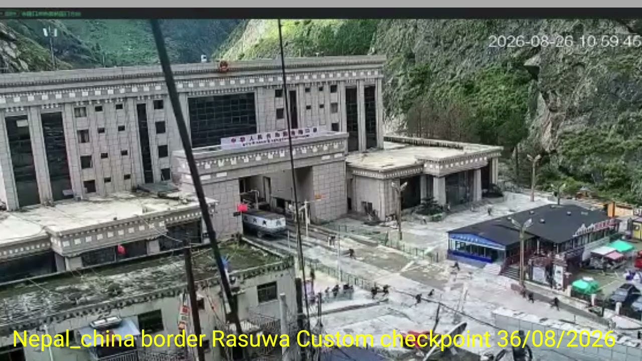 #Flash_flood due to heavy  Glacier slide in Nepal_ china customs border Rasuwa 