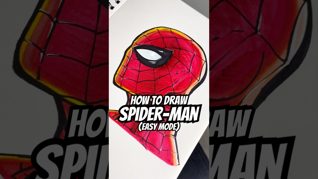 Как нарисовать Человека-паука (без эскиза) - #рисунок #искусство #marvel #spiderman #fyp