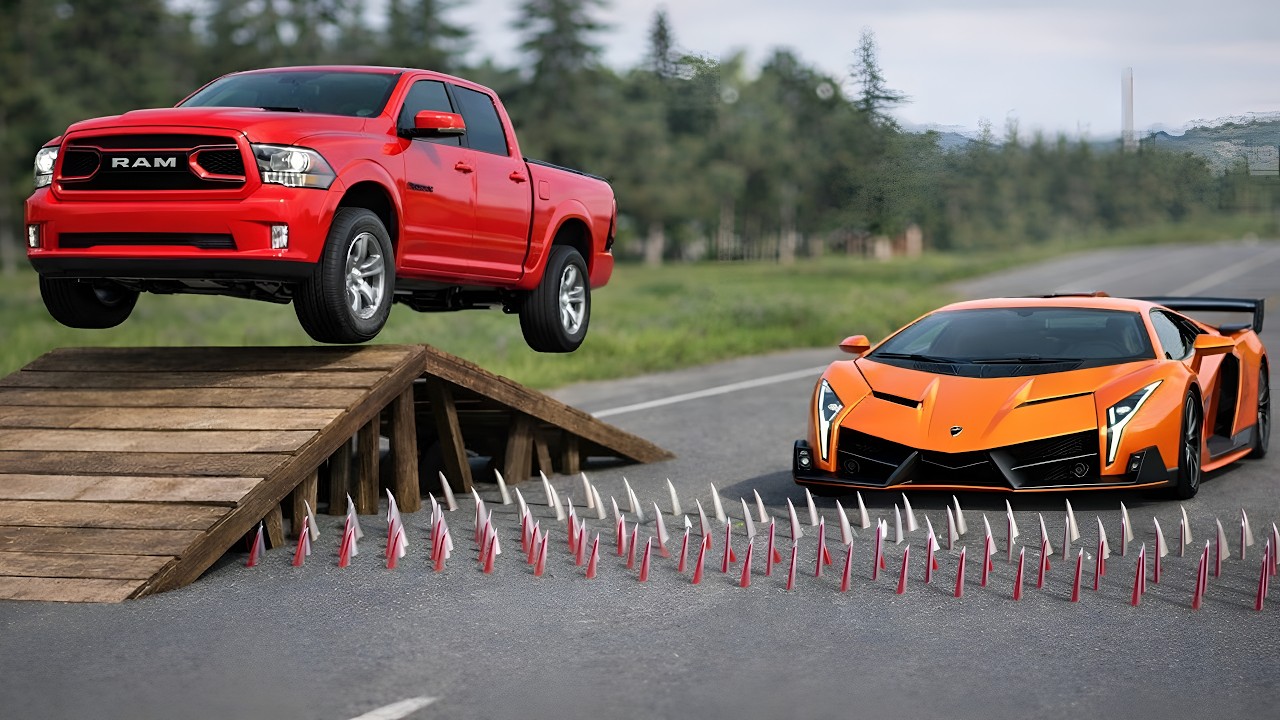 Cars vs Upside Down Speed Bump Challenge - BeamNG Drive!
