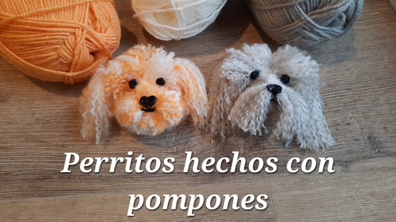 Perritos hechos con pompones 🐶