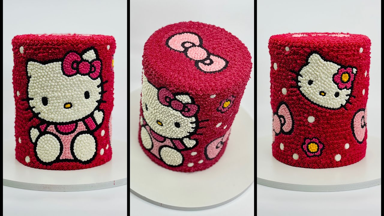 Hello Kitty Hand Piped Buttercream Cake