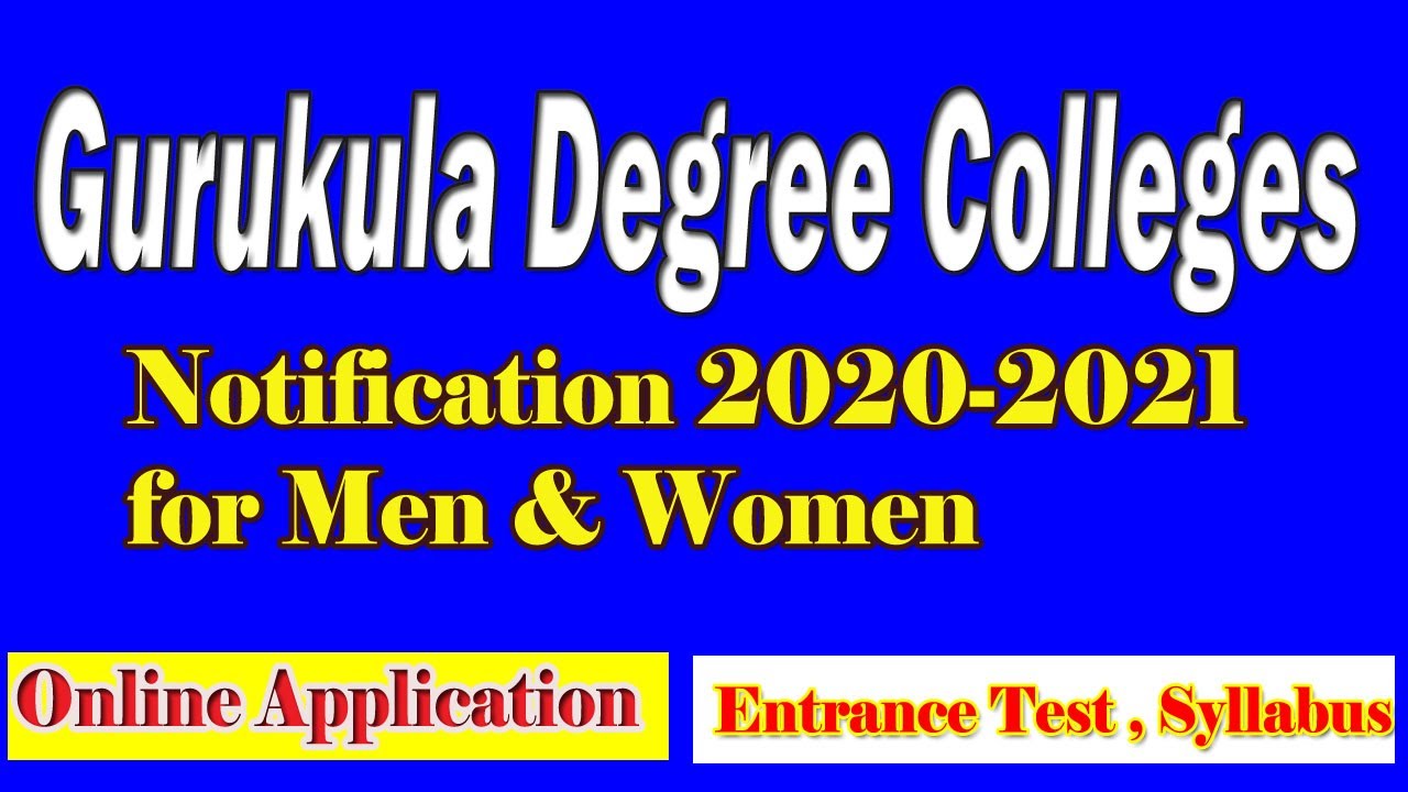 Gurukula Degree Colleges Notification 2020-21,Entrance Test,Online Application,Syllabus, Model Ideas
