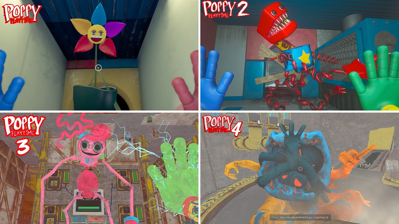 Poppy Playtime Chapters 1–4 Full Game Movie – All Bosses & Dark Secrets