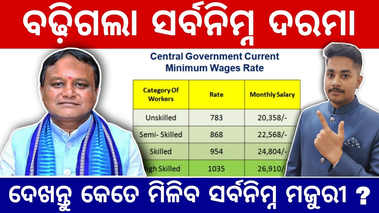 Daily Wages Hike By Odisha Govt | ଓଡିଶାରେ ବଢିଲା ସର୍ବନିମ୍ନ ମଜୁରୀ || ଦେଖନ୍ତୁ କେତେ ମିଳିବ ସର୍ବନିମ୍ନ ଦରମା