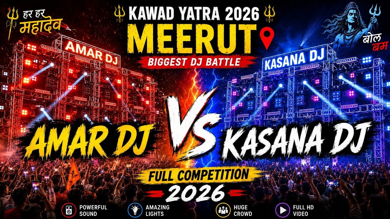 Amar DJ vs Kasana DJ | Biggest DJ Battle 2026 | Kanwar Yatra Meerut 🔥 #shorts 