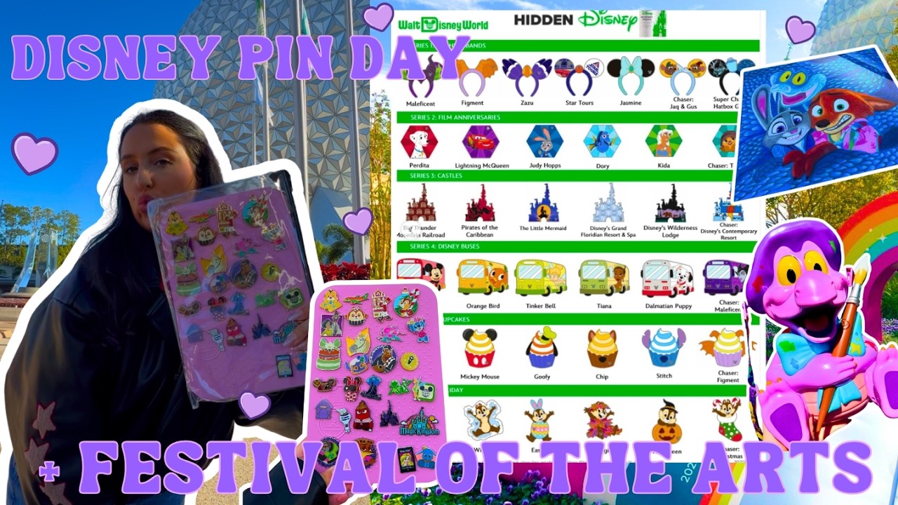 2026 Hidden Disney Pin Hunting! + Epcot's FIRST day of the International Festival of the Arts! 💜🎨🖌️