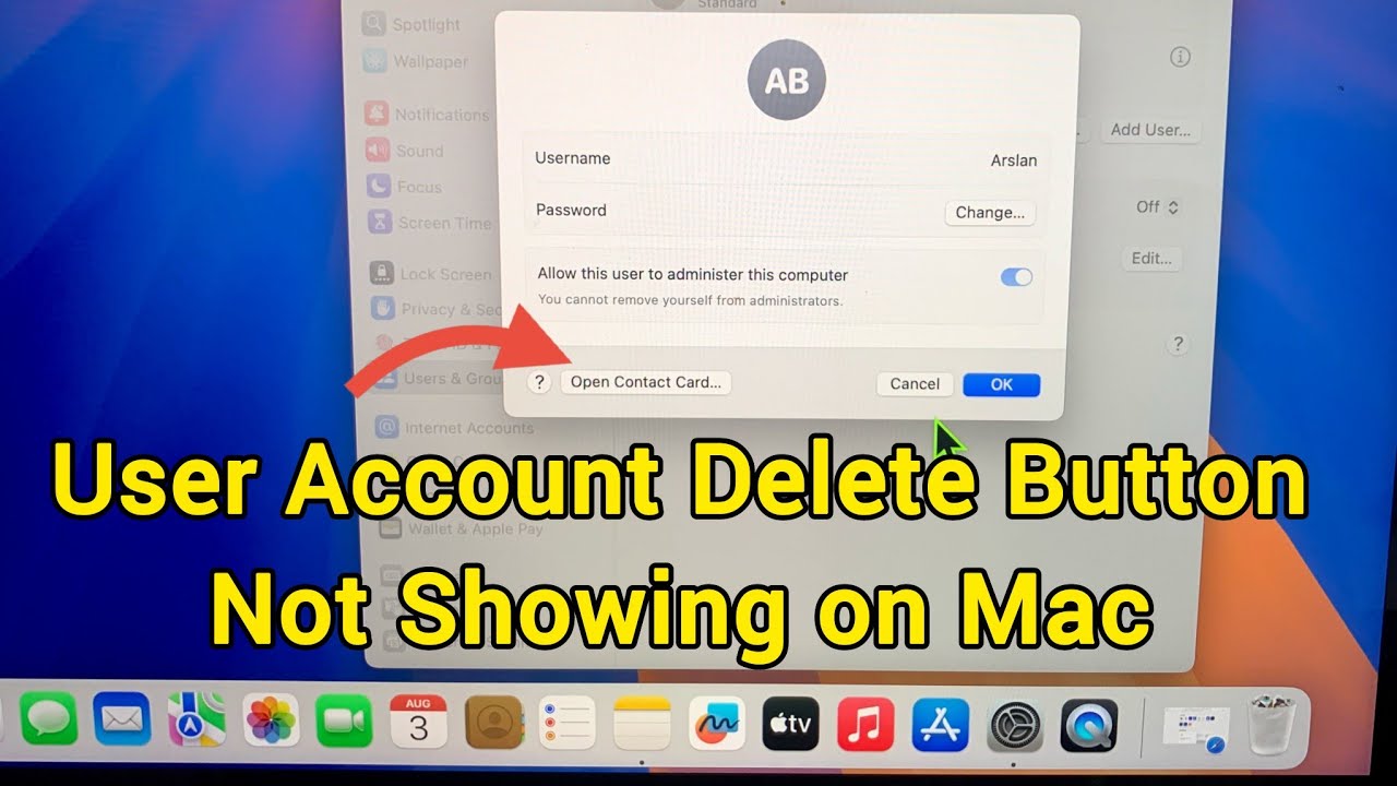 Fix Delete Button Not Showing on MacBook User Account | Can't Delete User Account On Mac