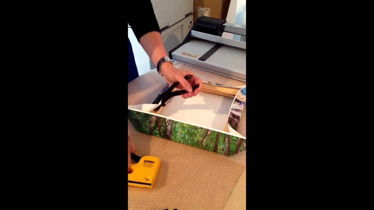 mounting a printed canvas onto stretcher bars