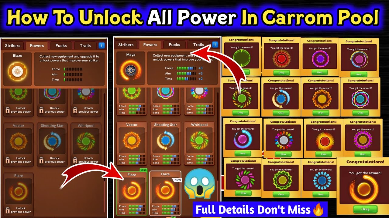 How To Unlock Flare Power In Carrom Pool 😱 Live Flare Power Unlock Full Details 🔥 All Tips & Trick