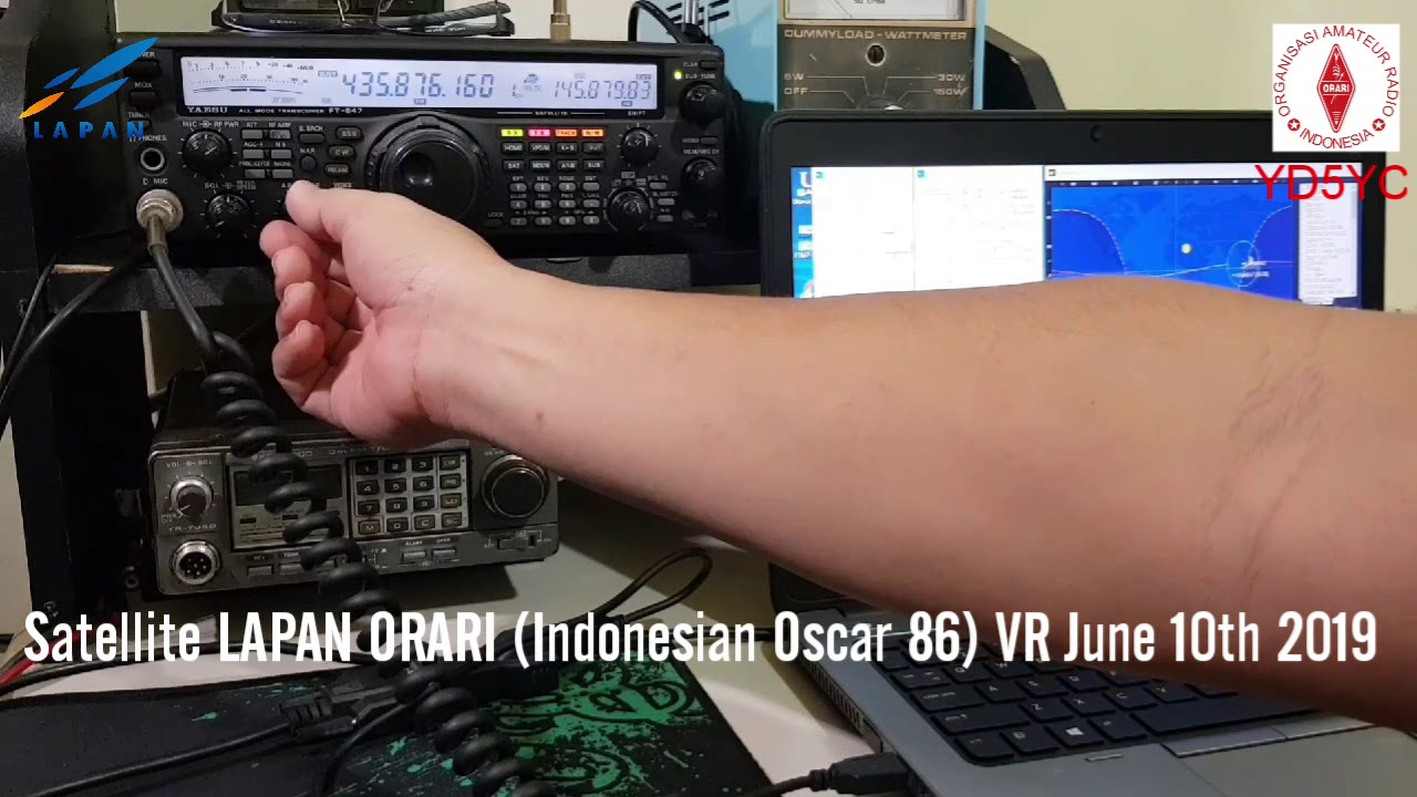 Satellite QSO with Earth Station Yaesu FT847 + Orbitron