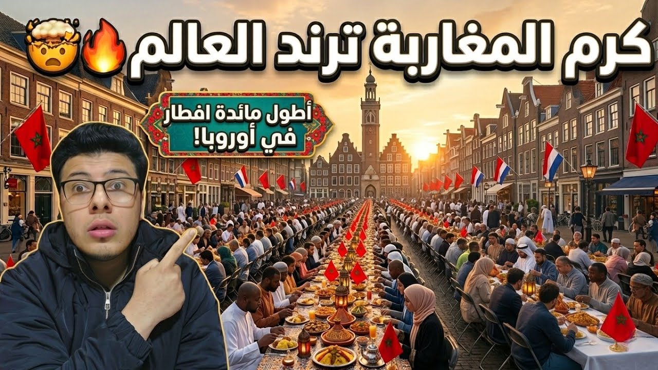 المغاربة ترند العالم 😱 | اطول مائدة افطار فى اوروبا برعاية مغربية