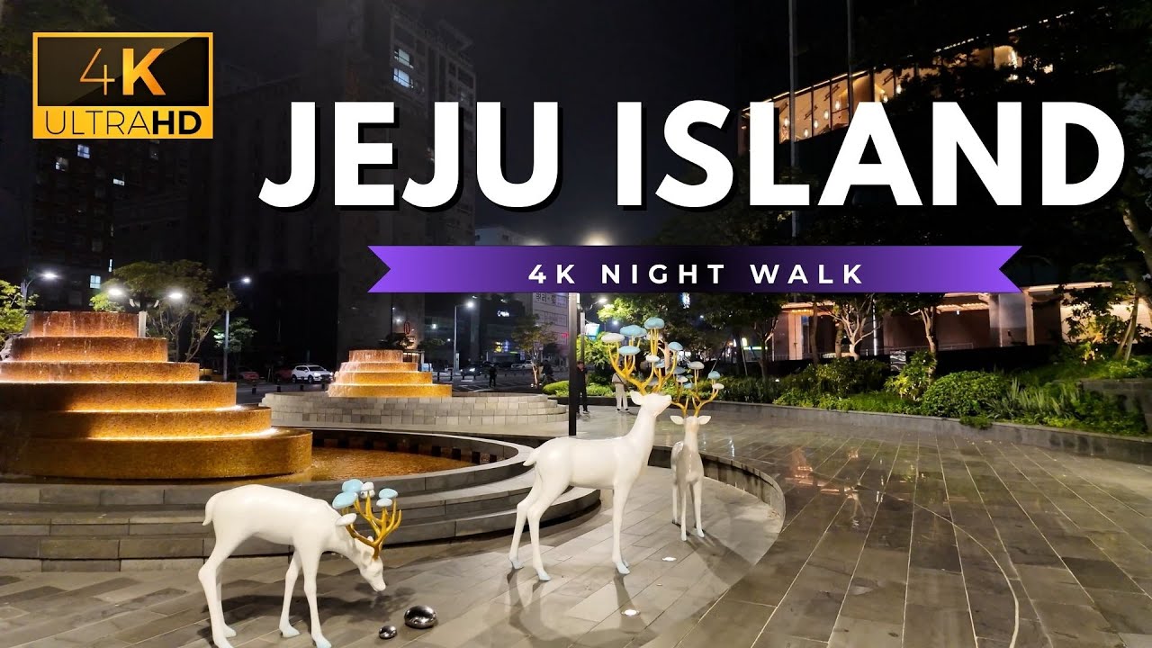 4K Jeju Island Downtown - Relaxing Night Walk in Korea