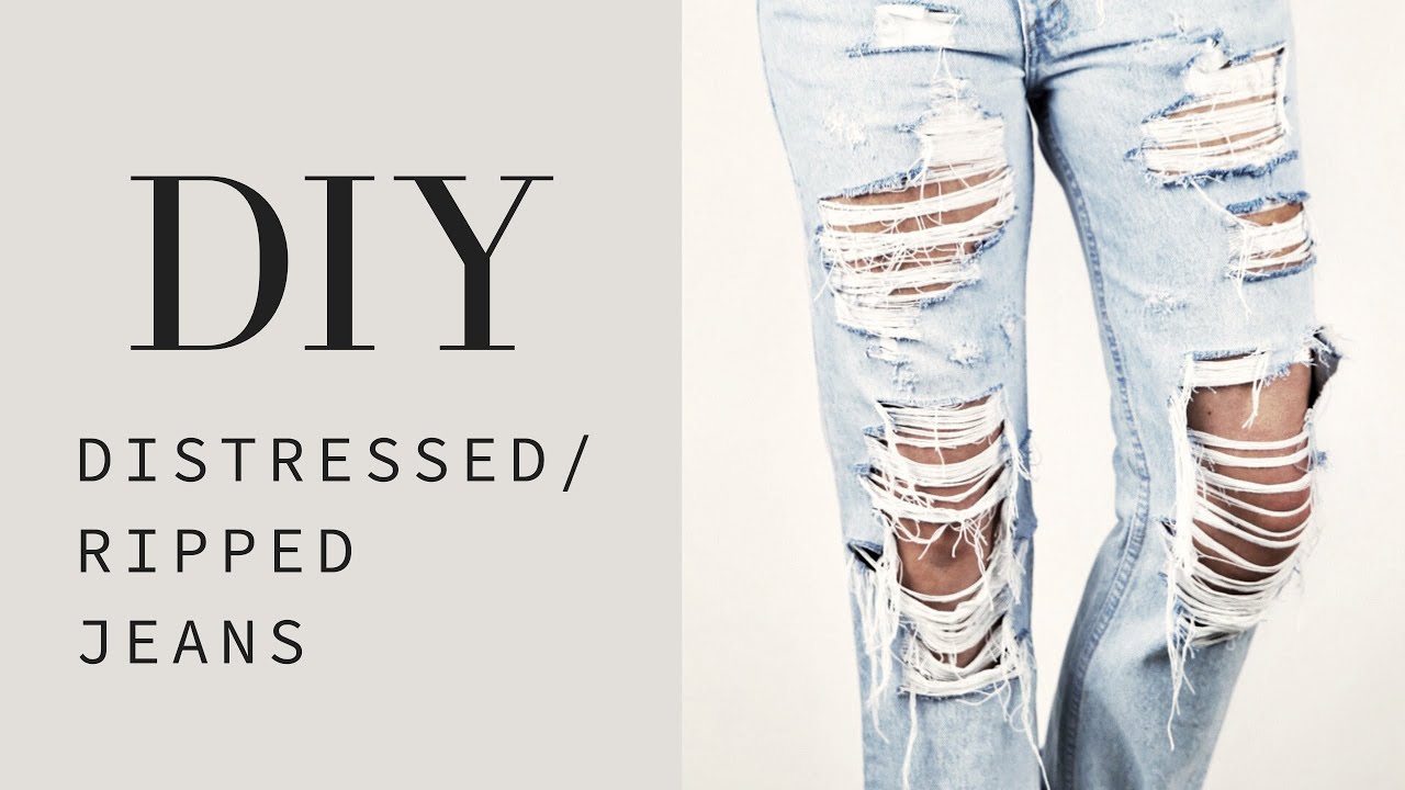HOW TO : DIY Distressed / Ripped Jeans Tutorial