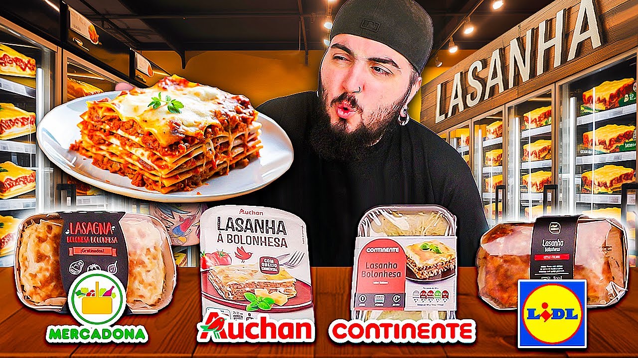 PROVEI TODAS as LASANHAS do Mercadona, Auchan, LIDL e Continente - QUAL é a MELHOR?