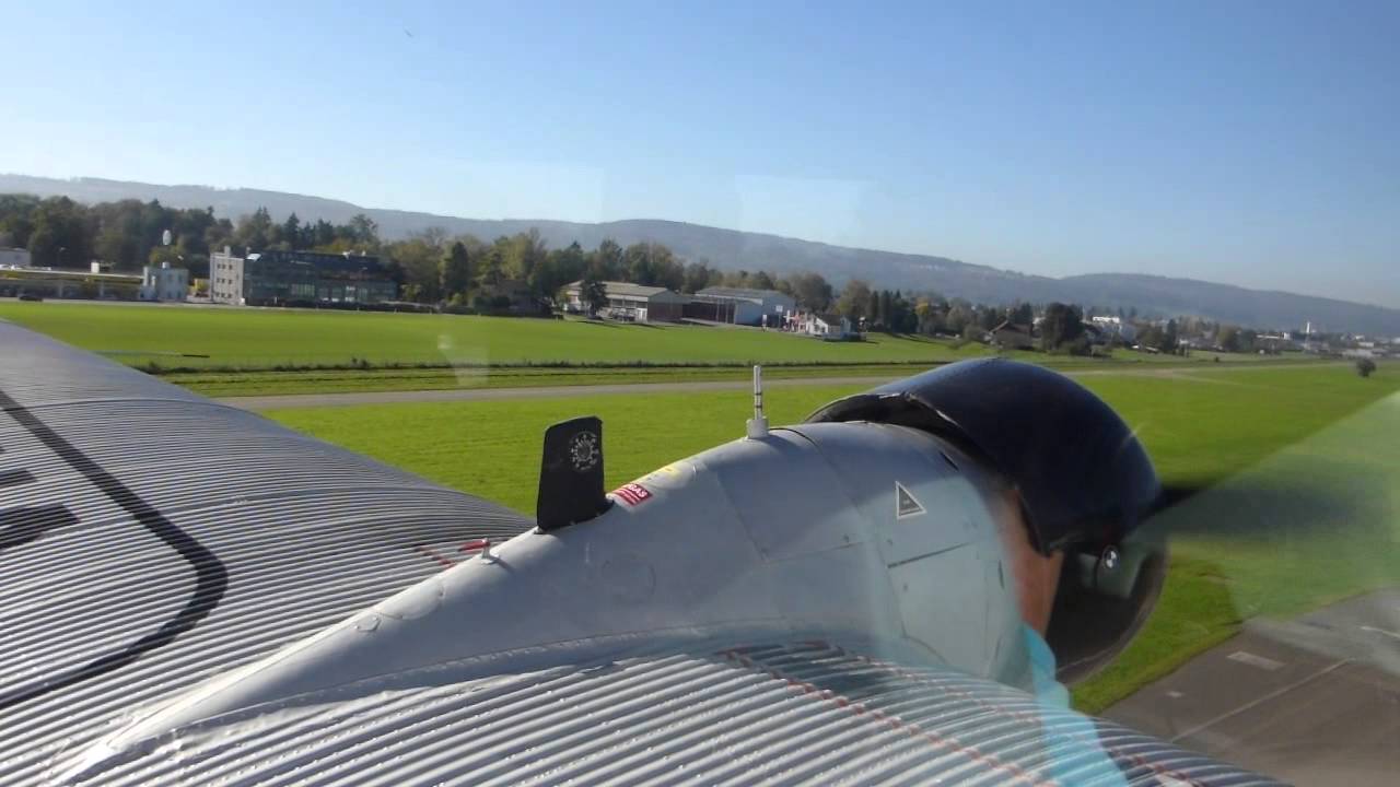 Ju-Air - Landing Airfield D&uuml;bendorf RWY29 (Ju-52) (HB-HOY)