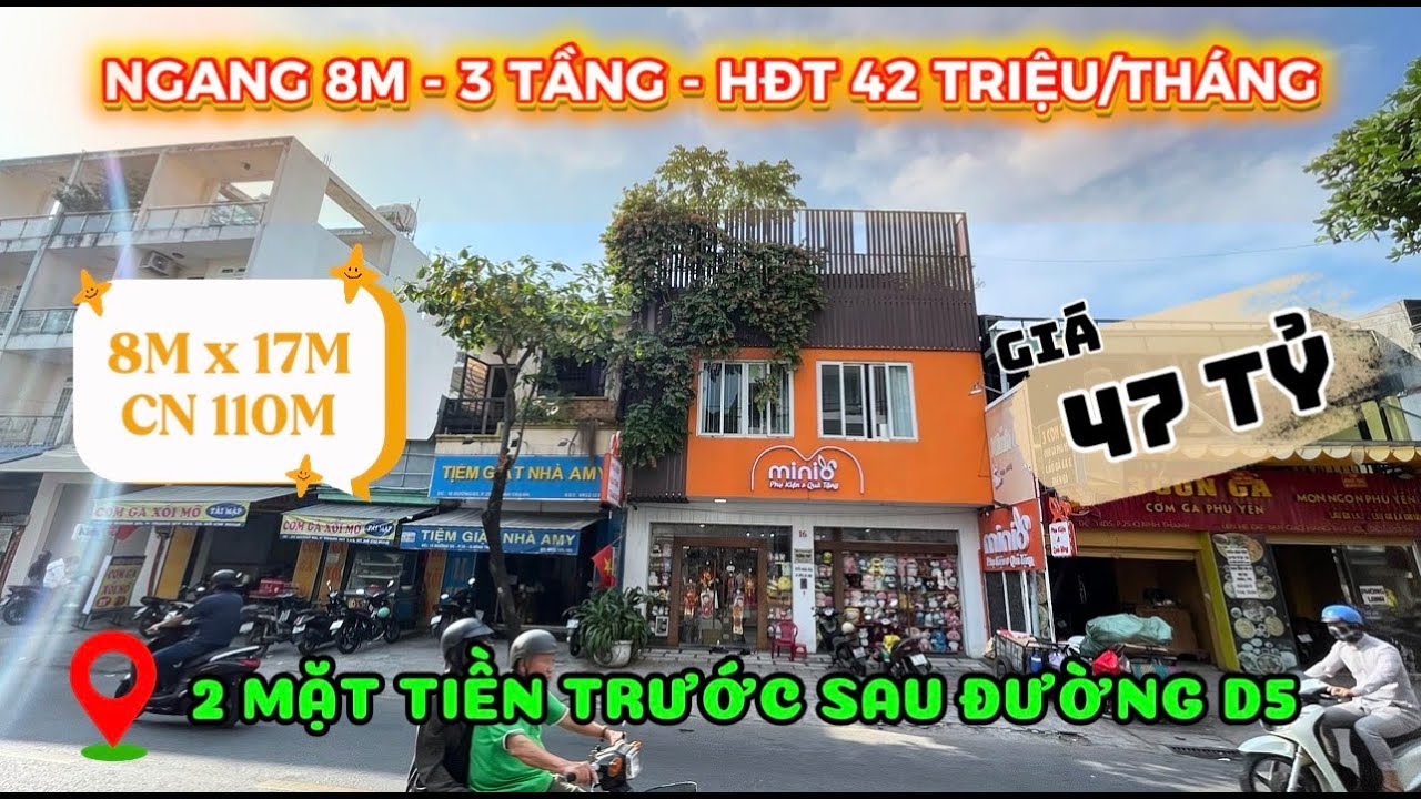 Căn góc 2 MT đường D5 Quận Bình Thạnh - Ngang 8m – Thuê Sẵn 42 Triệu/Tháng
