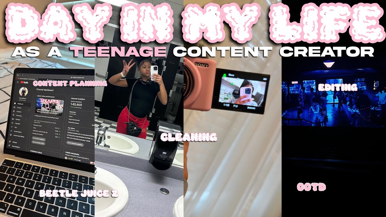 DAY IN MY LIFE AS A TEENAGE CONTENT CREATOR ‪♡ cleaning, content planning, editing, beetle juice 2 ♡